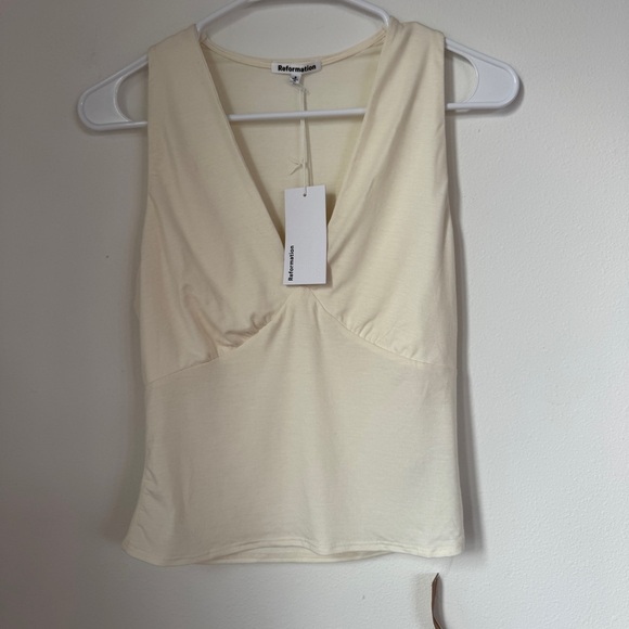 Reformation NWT bowie knit top tank sleeveless top S fior de latte ivory - Picture 4 of 8